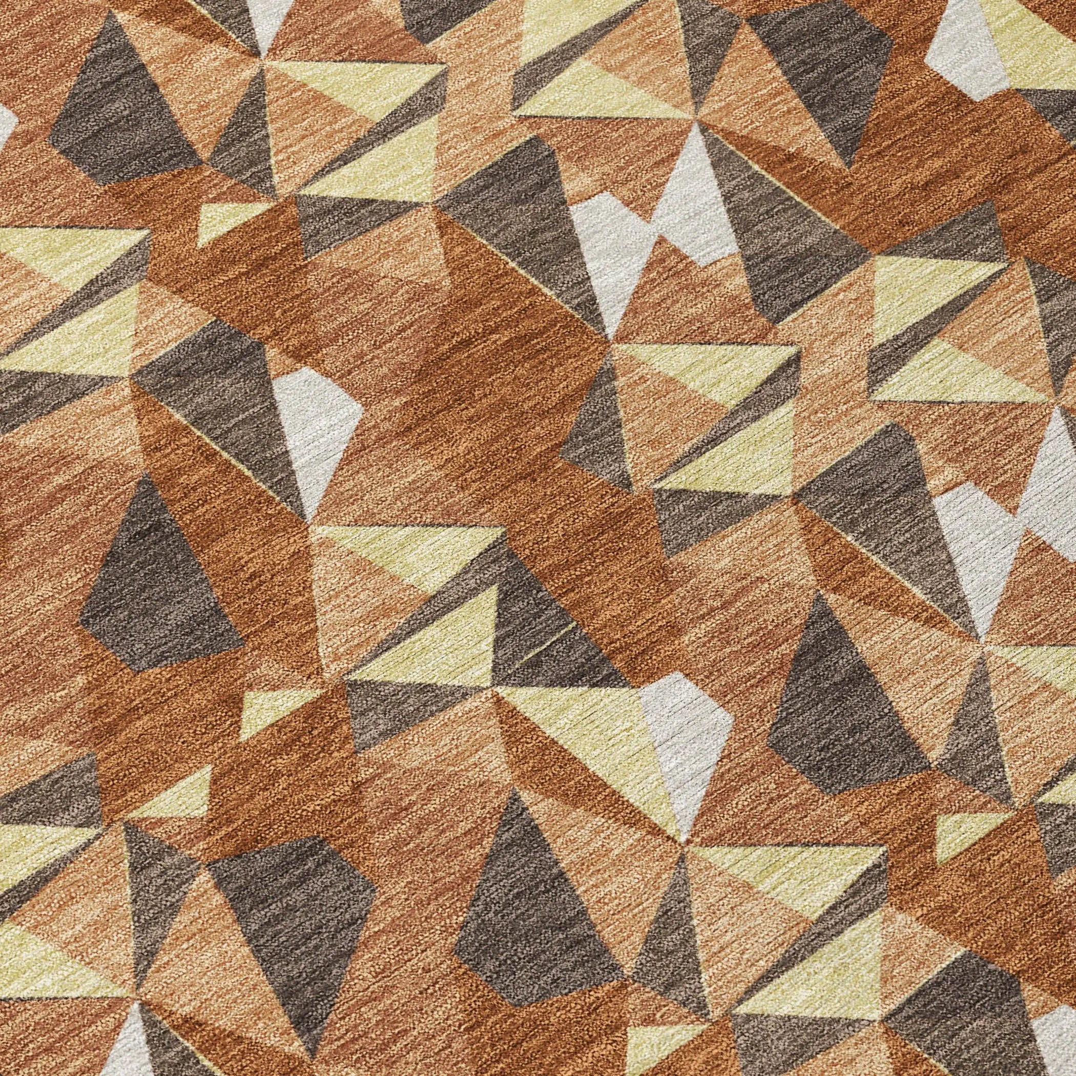 9' X 12' Orange And Brown Geometric Washable Indoor Outdoor Area Rug Homeroots Outdoor