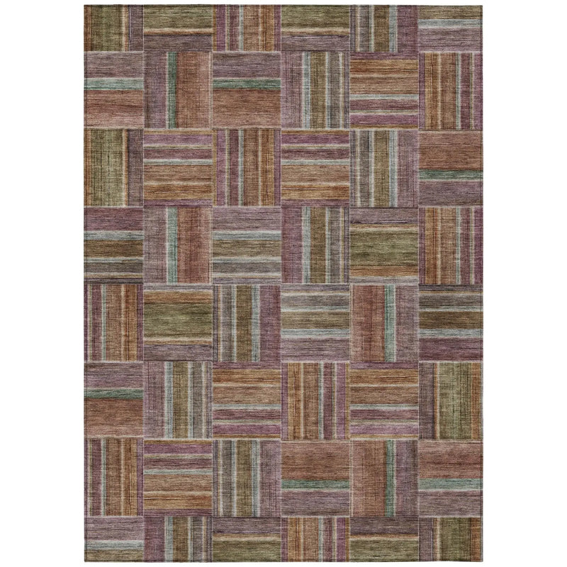 9' X 12' Orange And Brown Geometric Washable Indoor Outdoor Area Rug Homeroots Outdoor