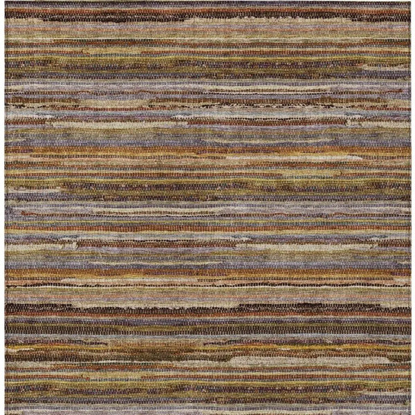 9' X 12' Orange And Brown Striped Washable Indoor Outdoor Area Rug Homeroots Outdoor