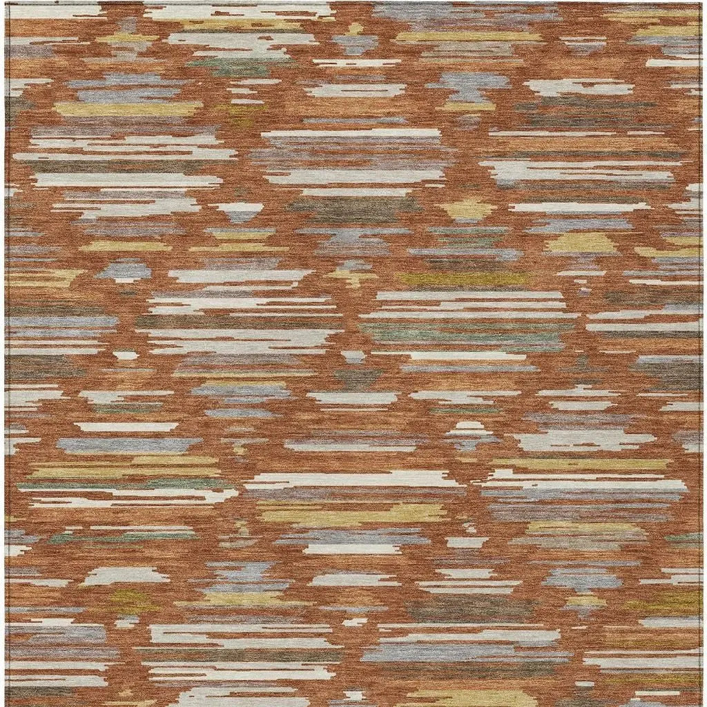 9' X 12' Orange And Charcoal Southwestern Washable Indoor Outdoor Area Rug Homeroots Outdoor