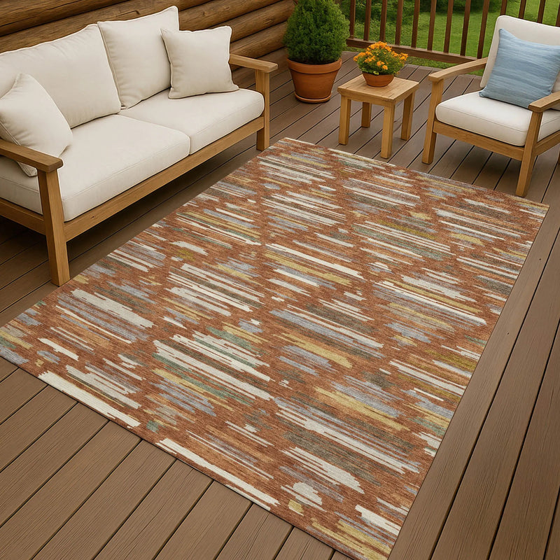 9' X 12' Orange And Charcoal Southwestern Washable Indoor Outdoor Area Rug Homeroots Outdoor