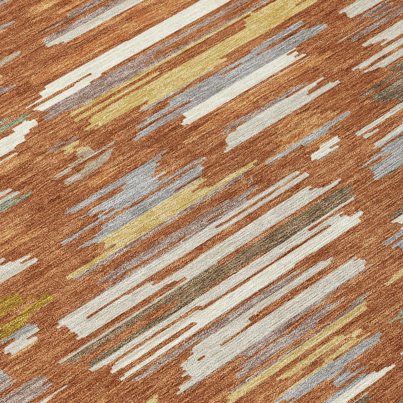9' X 12' Orange And Charcoal Southwestern Washable Indoor Outdoor Area Rug Homeroots Outdoor
