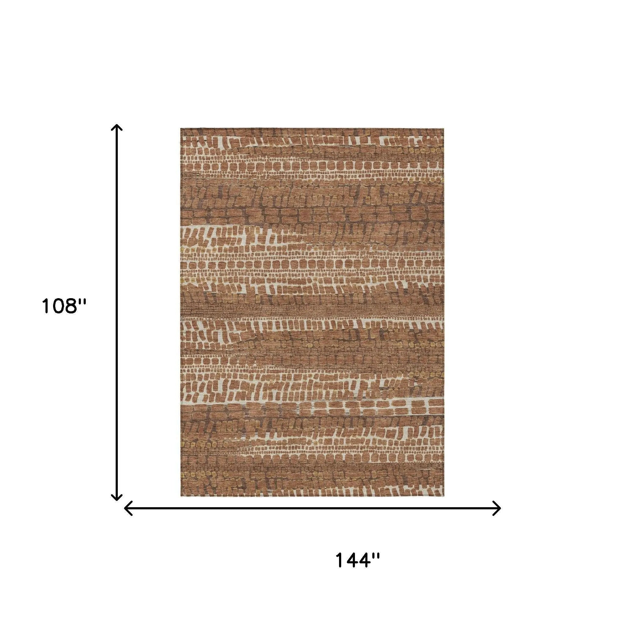 9' X 12' Orange And Chocolate Abstract Washable Indoor Outdoor Area Rug Homeroots Outdoor
