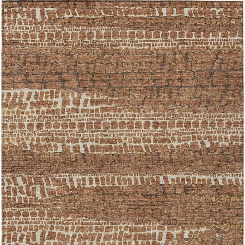 9' X 12' Orange And Chocolate Abstract Washable Indoor Outdoor Area Rug Homeroots Outdoor