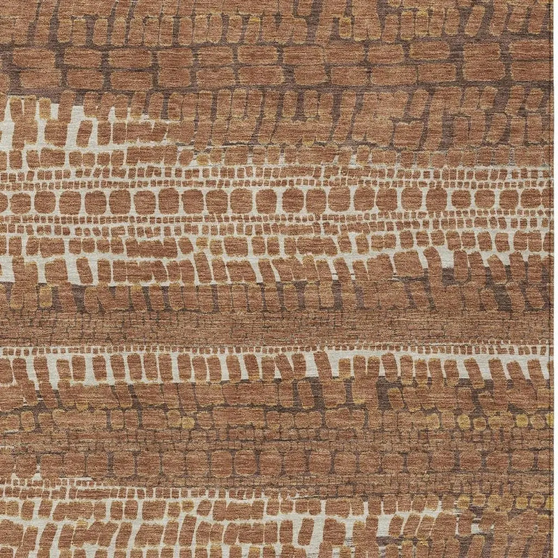 9' X 12' Orange And Chocolate Abstract Washable Indoor Outdoor Area Rug Homeroots Outdoor