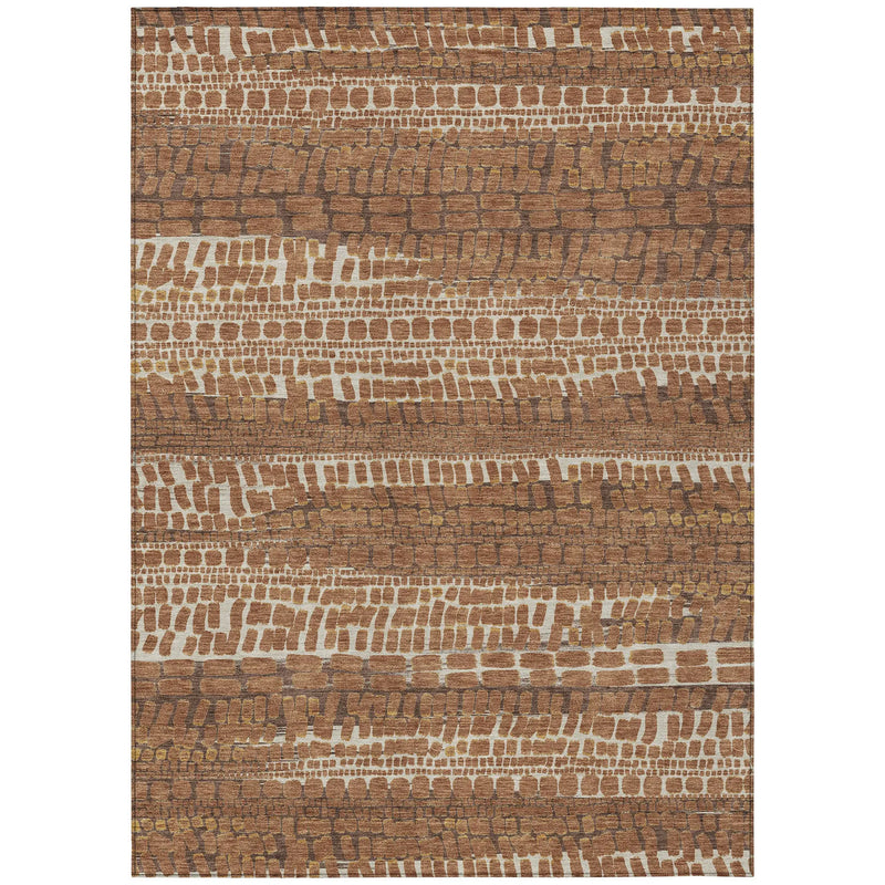 9' X 12' Orange And Chocolate Abstract Washable Indoor Outdoor Area Rug Homeroots Outdoor