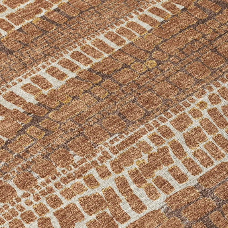 9' X 12' Orange And Chocolate Abstract Washable Indoor Outdoor Area Rug Homeroots Outdoor