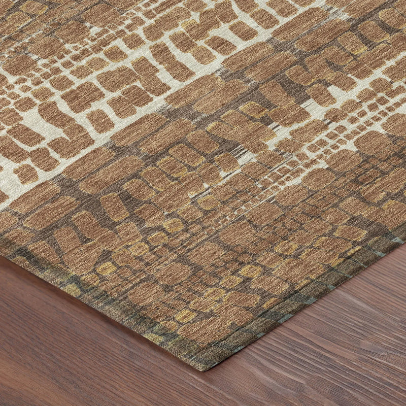 9' X 12' Orange And Chocolate Abstract Washable Indoor Outdoor Area Rug Homeroots Outdoor