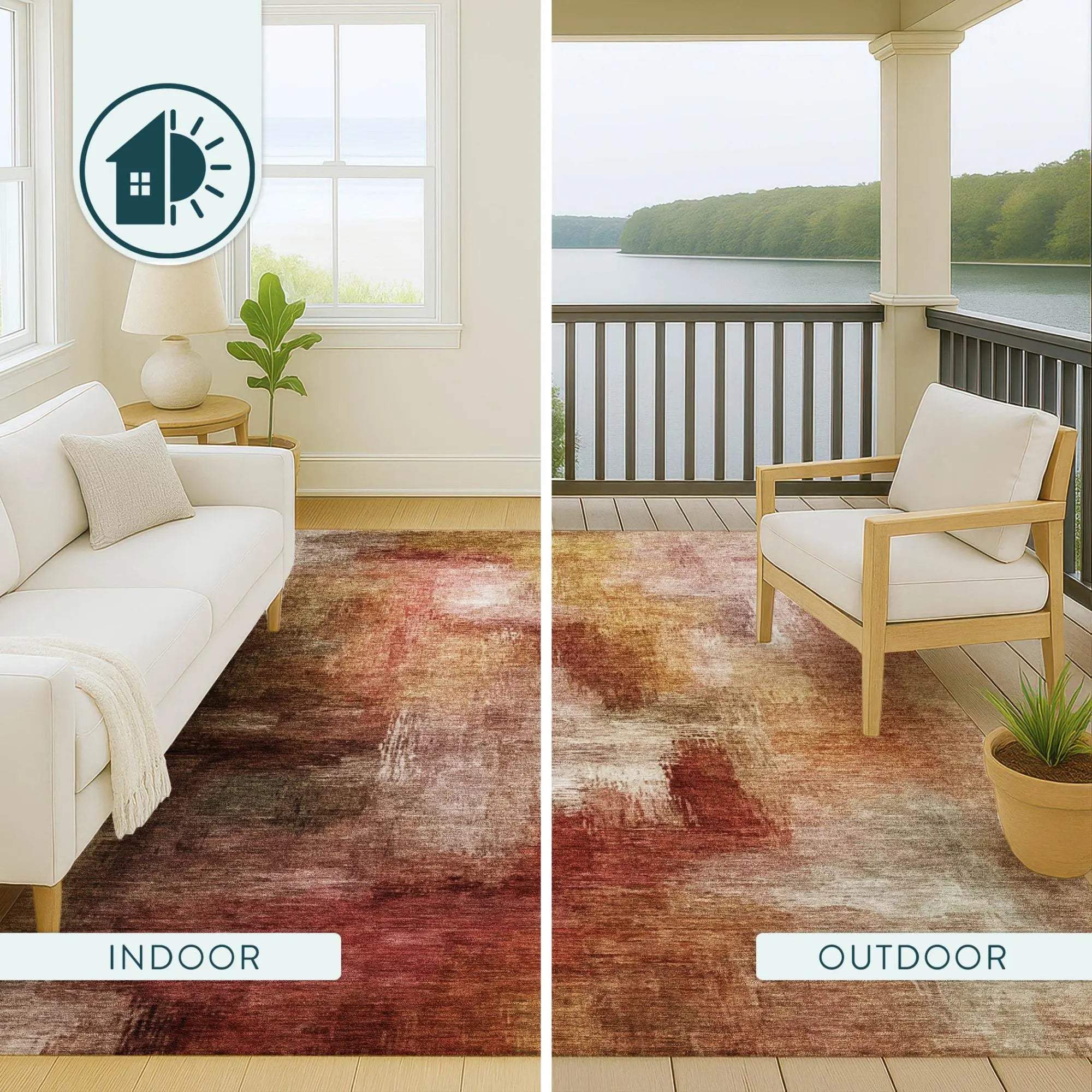 9' X 12' Orange And Copper Abstract Washable Indoor Outdoor Area Rug Homeroots Outdoor