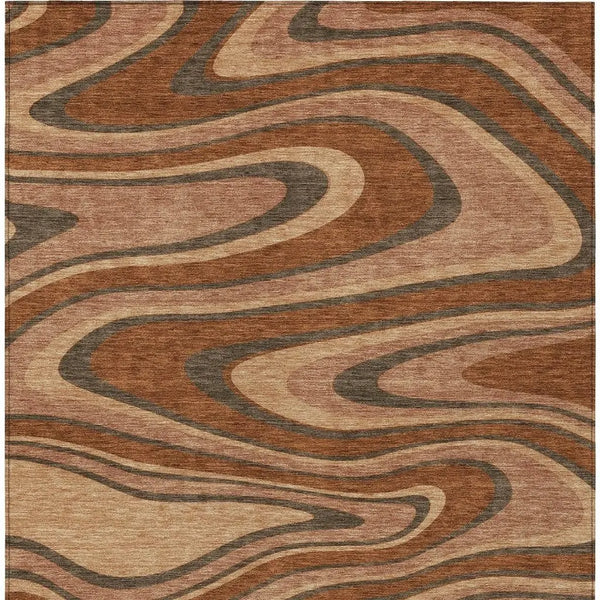 9' X 12' Orange And Copper Abstract Washable Indoor Outdoor Area Rug Homeroots Outdoor