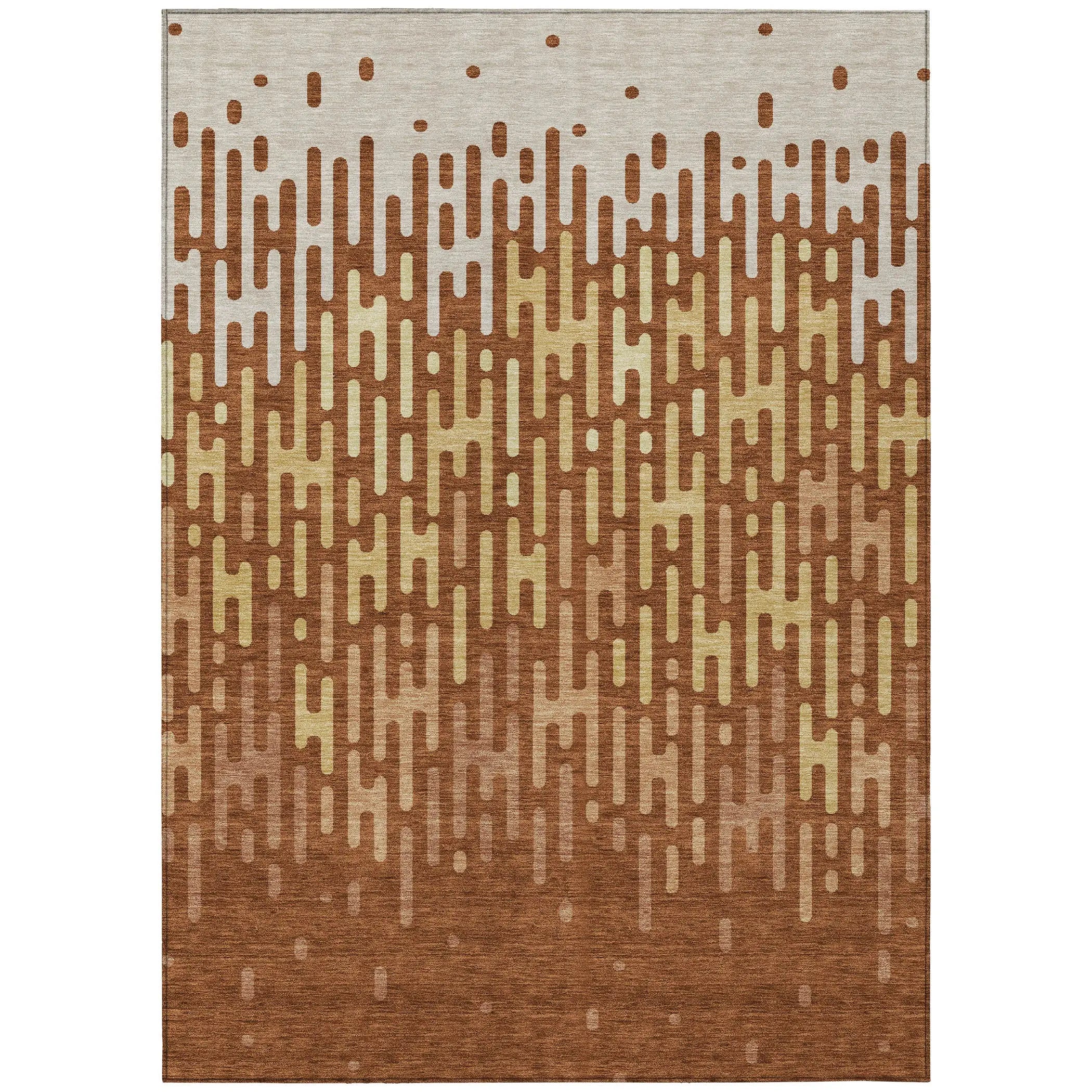 9' X 12' Orange And Copper Abstract Washable Indoor Outdoor Area Rug Homeroots Outdoor