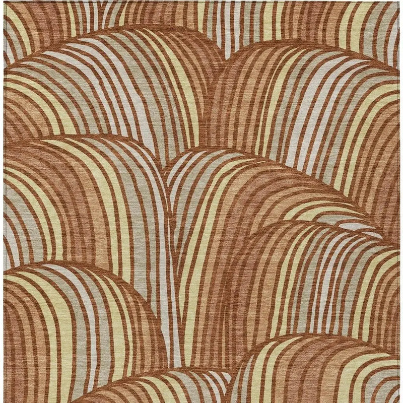 9' X 12' Orange And Copper Abstract Washable Indoor Outdoor Area Rug Homeroots Outdoor