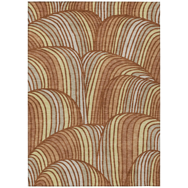 9' X 12' Orange And Copper Abstract Washable Indoor Outdoor Area Rug Homeroots Outdoor