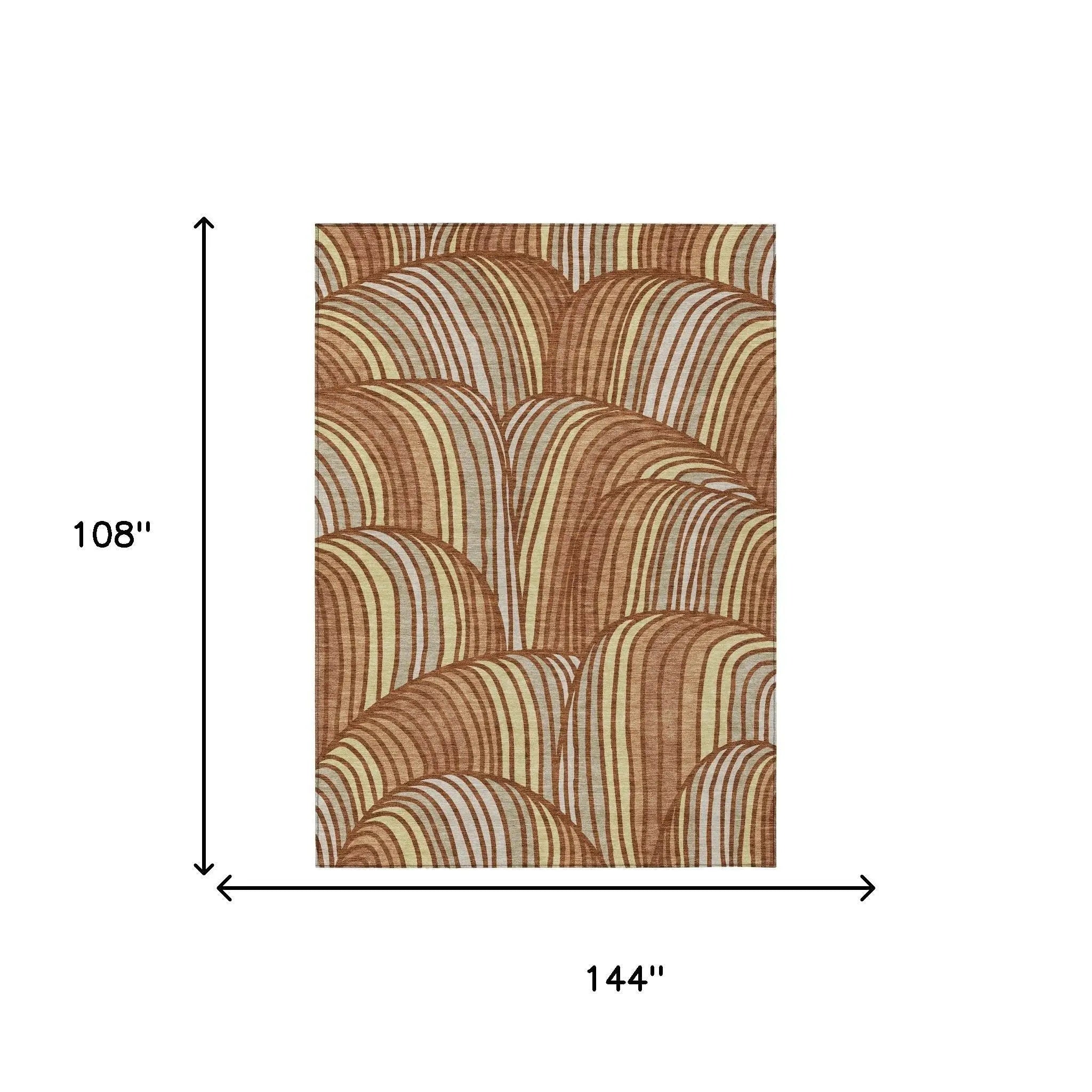 9' X 12' Orange And Copper Abstract Washable Indoor Outdoor Area Rug Homeroots Outdoor