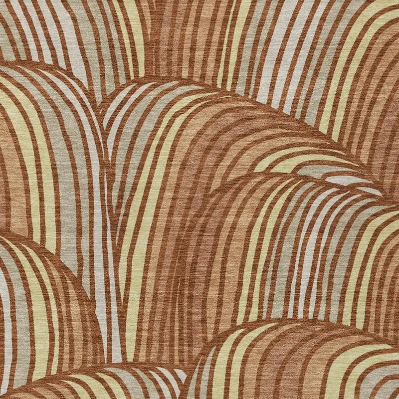 9' X 12' Orange And Copper Abstract Washable Indoor Outdoor Area Rug Homeroots Outdoor