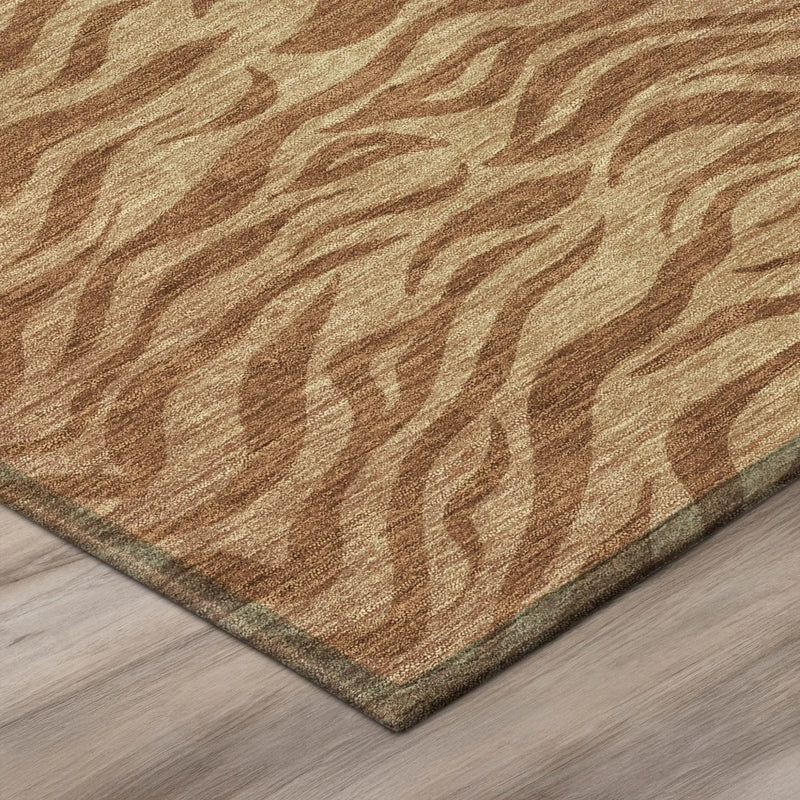 9' X 12' Orange And Copper Animal Print Washable Indoor Outdoor Area Rug Homeroots Outdoor