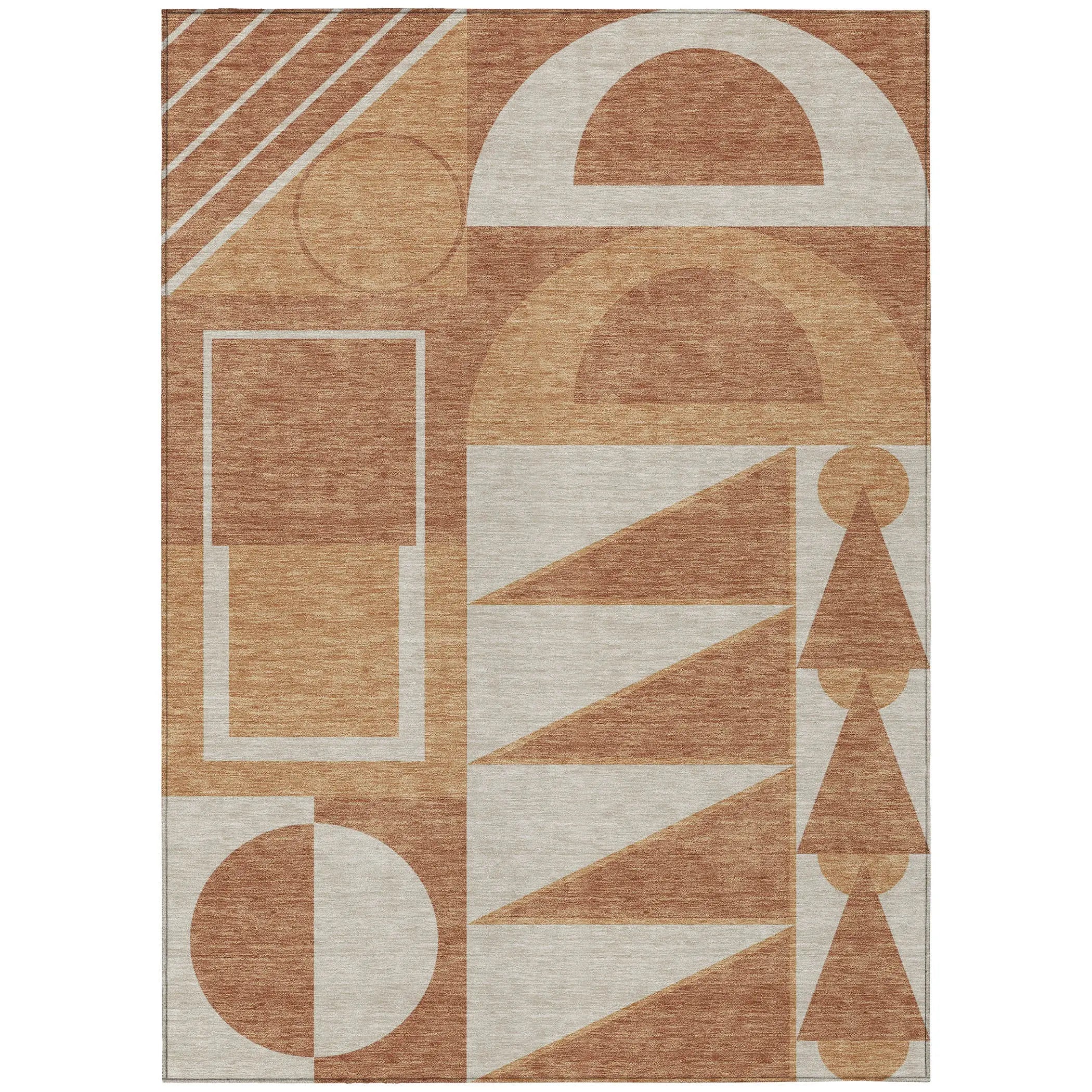 9' X 12' Orange And Copper Geometric Washable Indoor Outdoor Area Rug Homeroots Outdoor