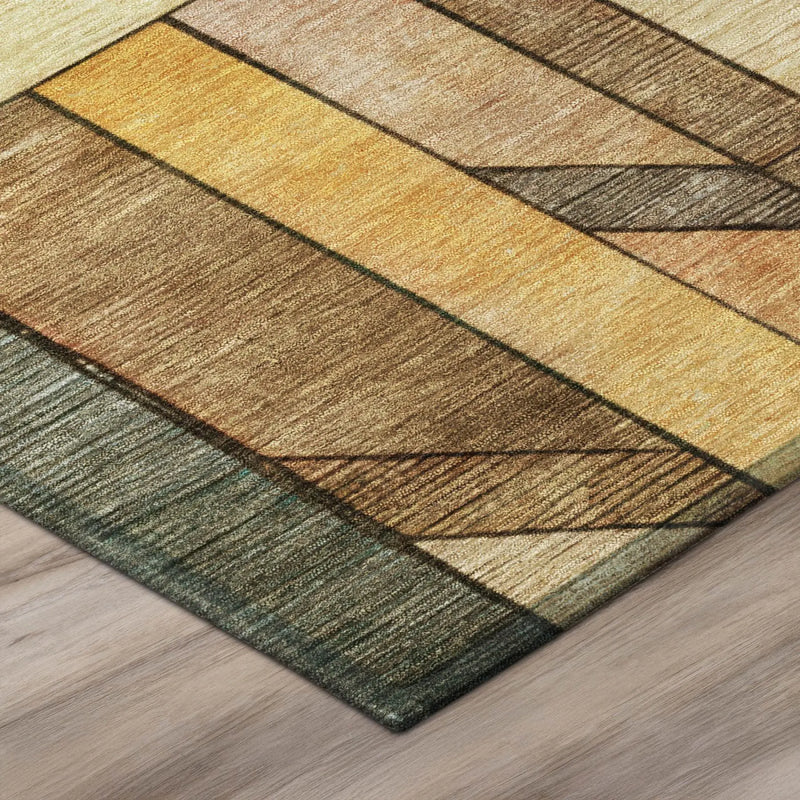 9' X 12' Orange And Copper Geometric Washable Indoor Outdoor Area Rug Homeroots Outdoor