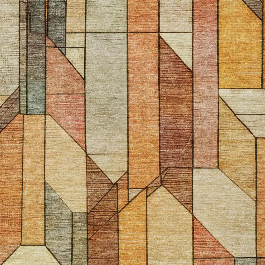 9' X 12' Orange And Copper Geometric Washable Indoor Outdoor Area Rug Homeroots Outdoor
