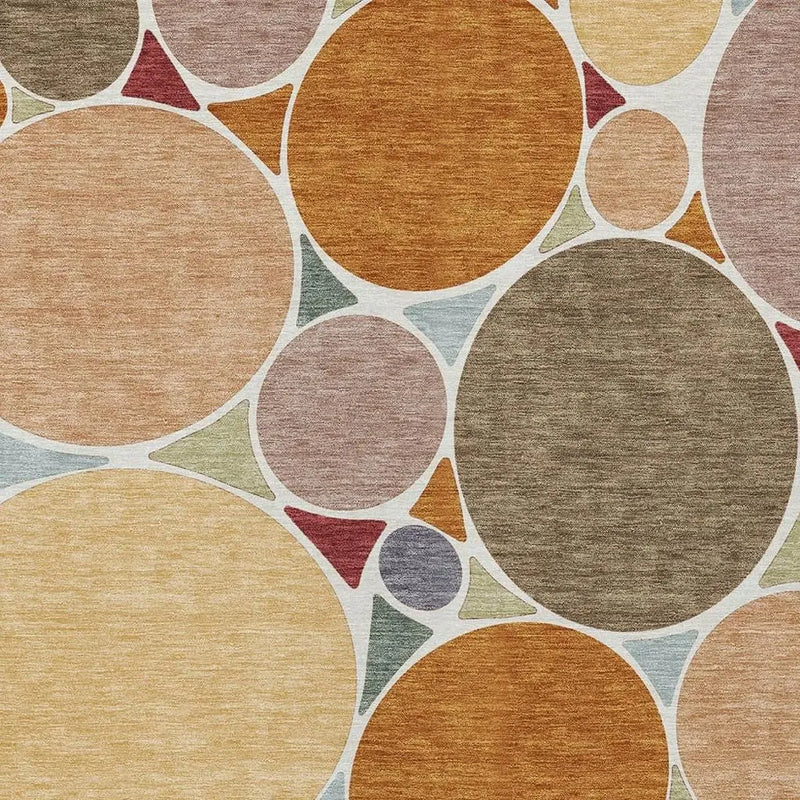 9' X 12' Orange And Copper Geometric Washable Indoor Outdoor Area Rug Homeroots Outdoor