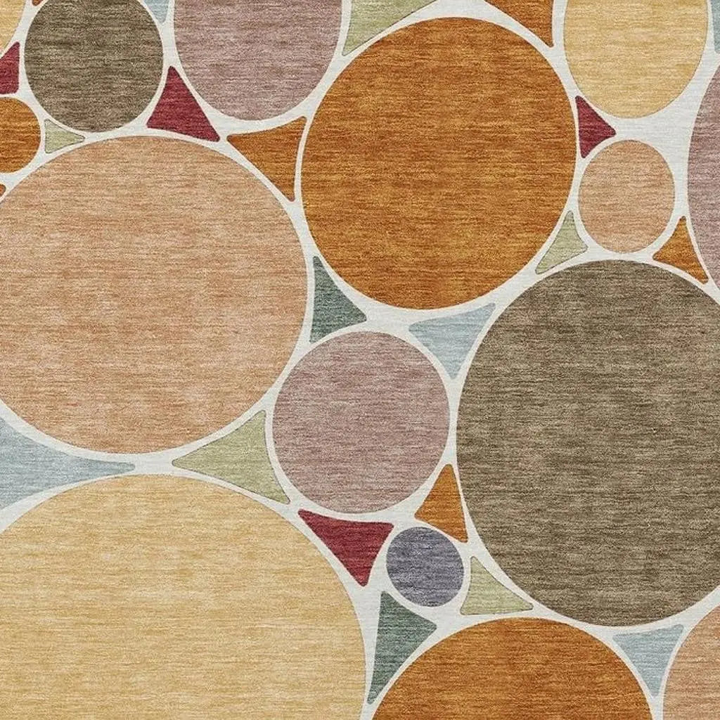 9' X 12' Orange And Copper Geometric Washable Indoor Outdoor Area Rug Homeroots Outdoor