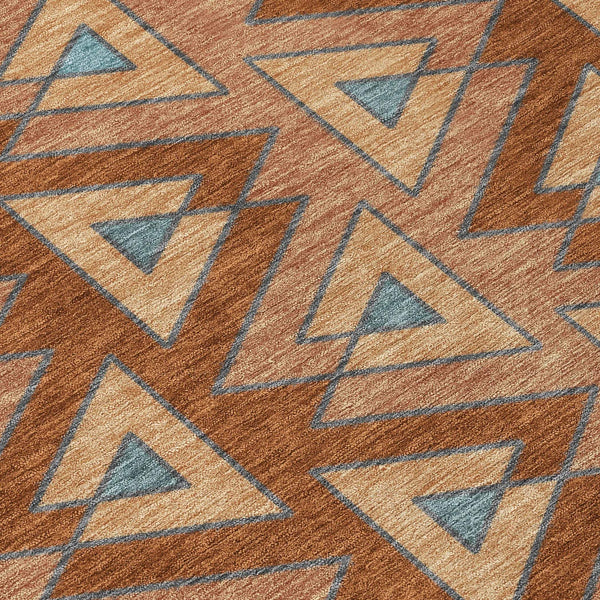 9' X 12' Orange And Copper Geometric Washable Indoor Outdoor Area Rug Homeroots Outdoor