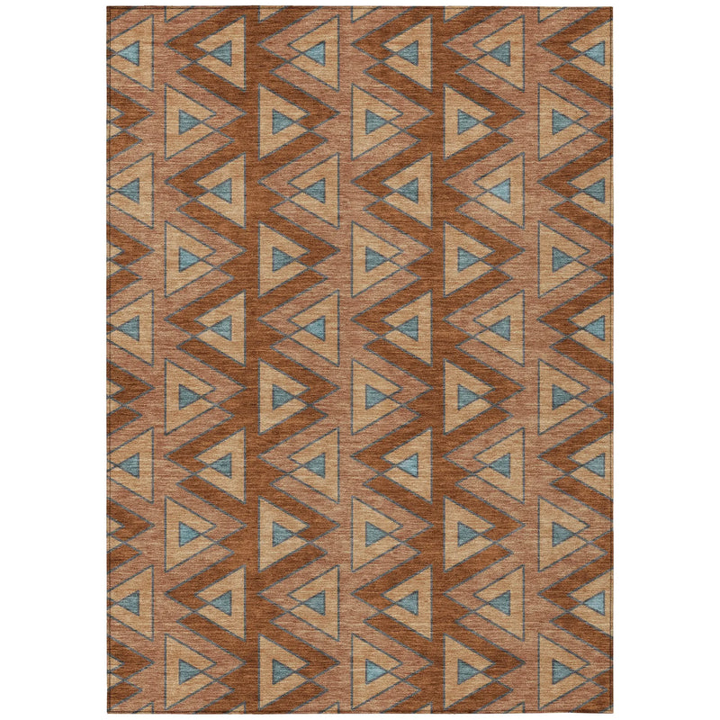 9' X 12' Orange And Copper Geometric Washable Indoor Outdoor Area Rug Homeroots Outdoor