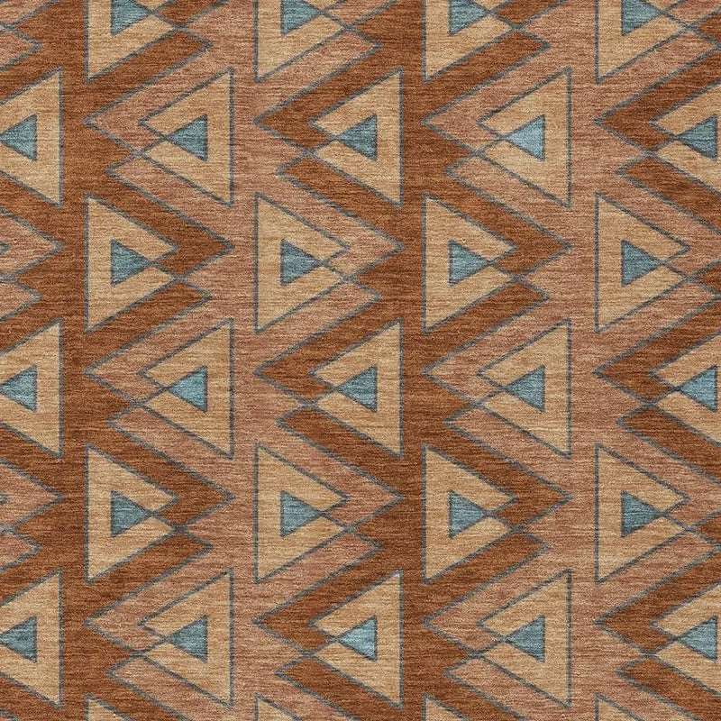 9' X 12' Orange And Copper Geometric Washable Indoor Outdoor Area Rug Homeroots Outdoor