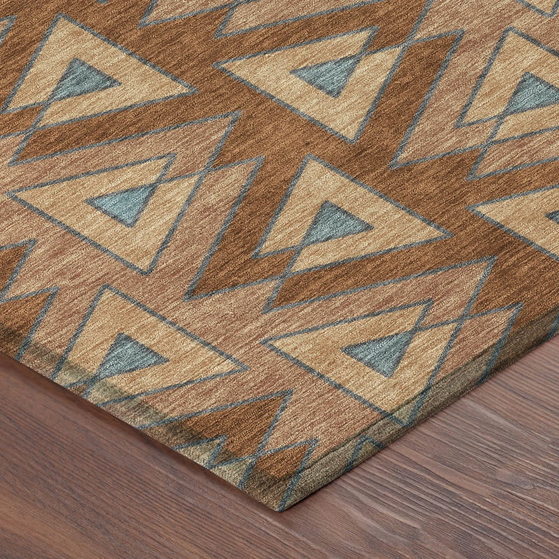 9' X 12' Orange And Copper Geometric Washable Indoor Outdoor Area Rug Homeroots Outdoor