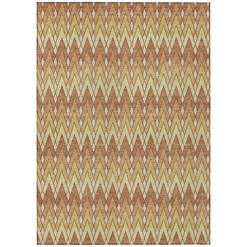 9' X 12' Orange And Copper Geometric Washable Indoor Outdoor Area Rug Homeroots Outdoor