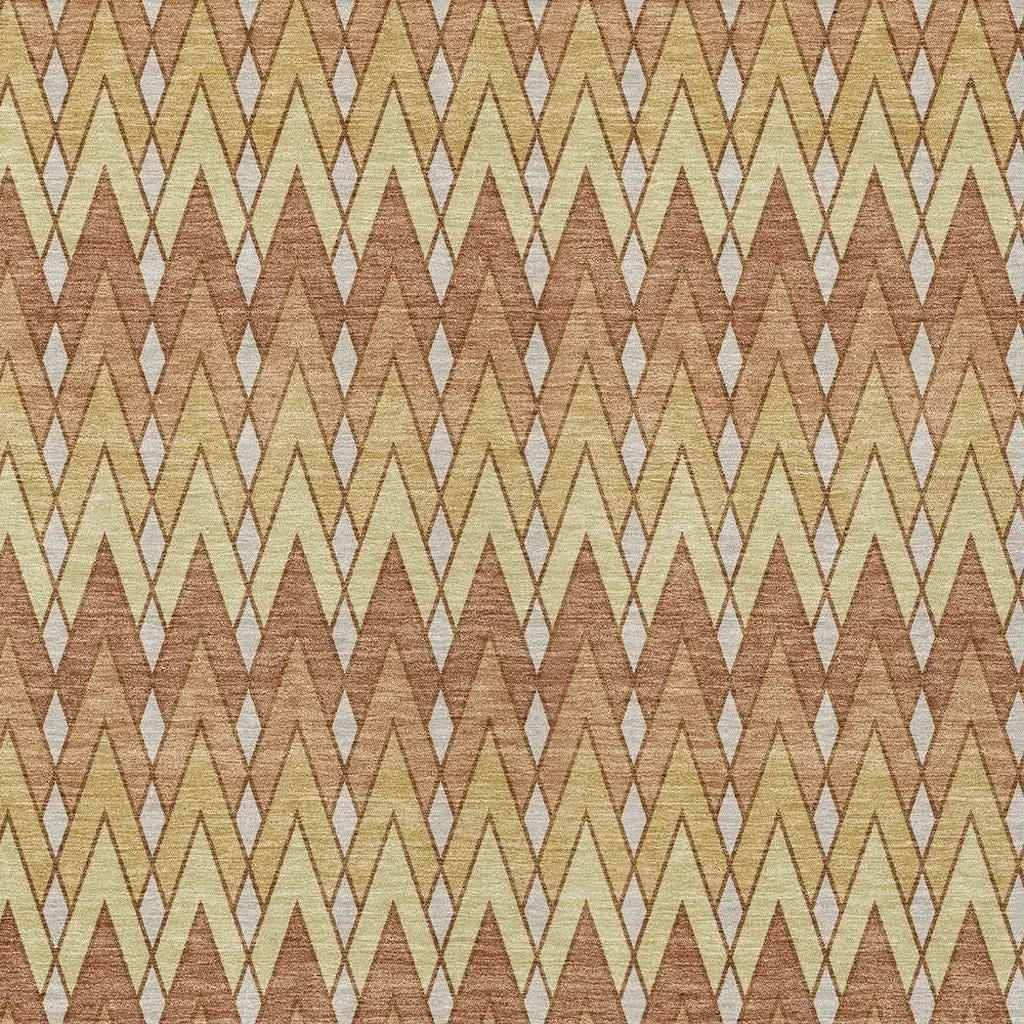 9' X 12' Orange And Copper Geometric Washable Indoor Outdoor Area Rug Homeroots Outdoor