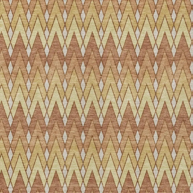 9' X 12' Orange And Copper Geometric Washable Indoor Outdoor Area Rug Homeroots Outdoor