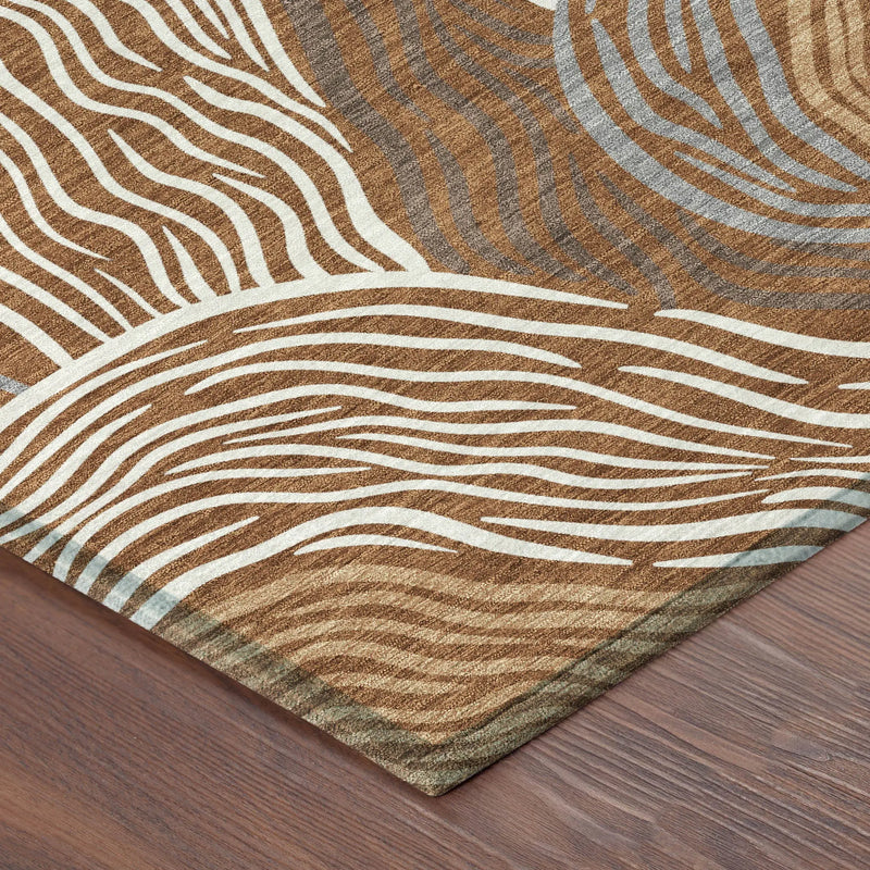 9' X 12' Orange And Copper Ikat Washable Indoor Outdoor Area Rug Homeroots Outdoor