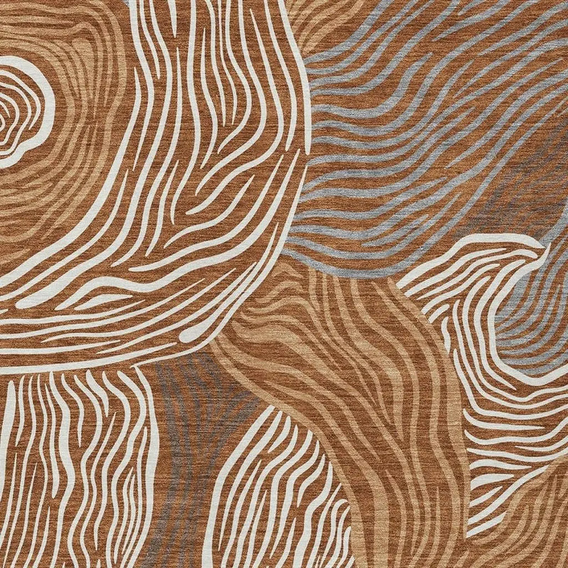 9' X 12' Orange And Copper Ikat Washable Indoor Outdoor Area Rug Homeroots Outdoor