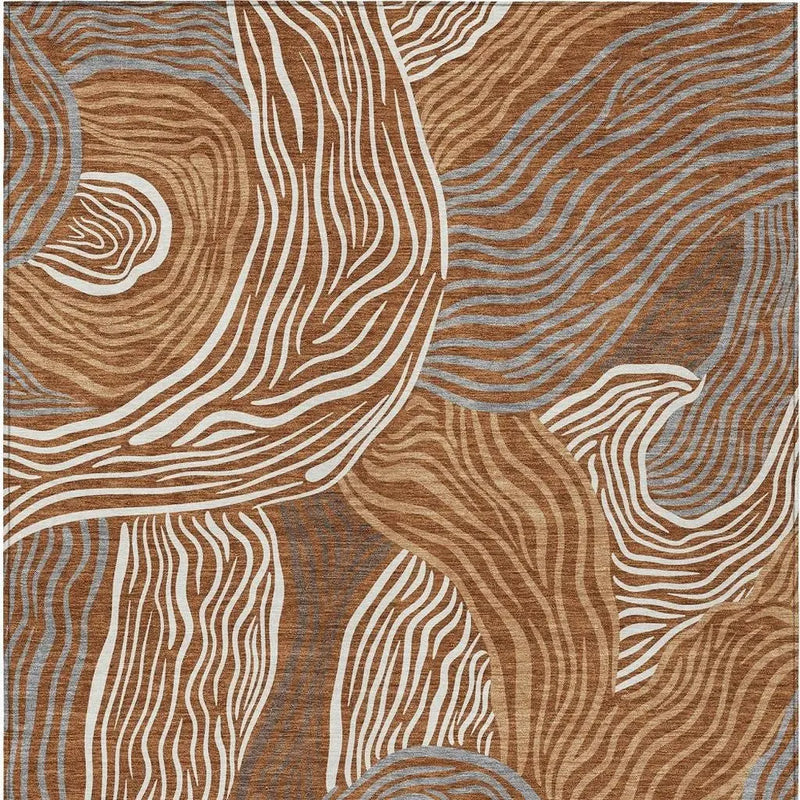 9' X 12' Orange And Copper Ikat Washable Indoor Outdoor Area Rug Homeroots Outdoor