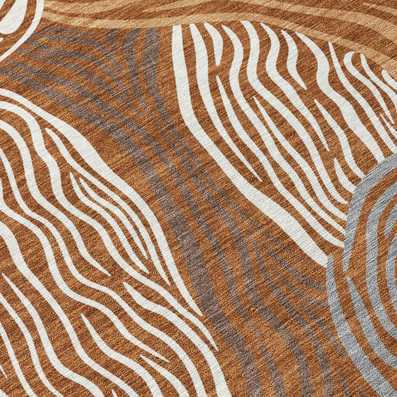 9' X 12' Orange And Copper Ikat Washable Indoor Outdoor Area Rug Homeroots Outdoor