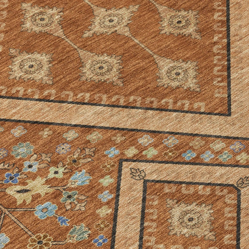 9' X 12' Orange And Copper Medallion Washable Indoor Outdoor Area Rug Homeroots Outdoor