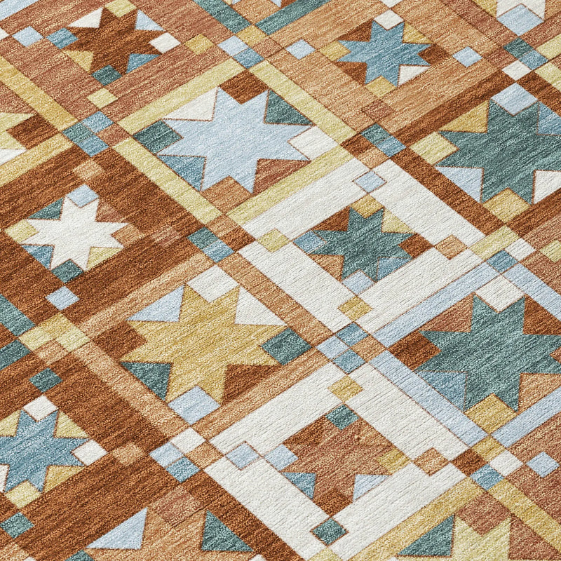 9' X 12' Orange And Copper Patchwork Washable Indoor Outdoor Area Rug Homeroots Outdoor
