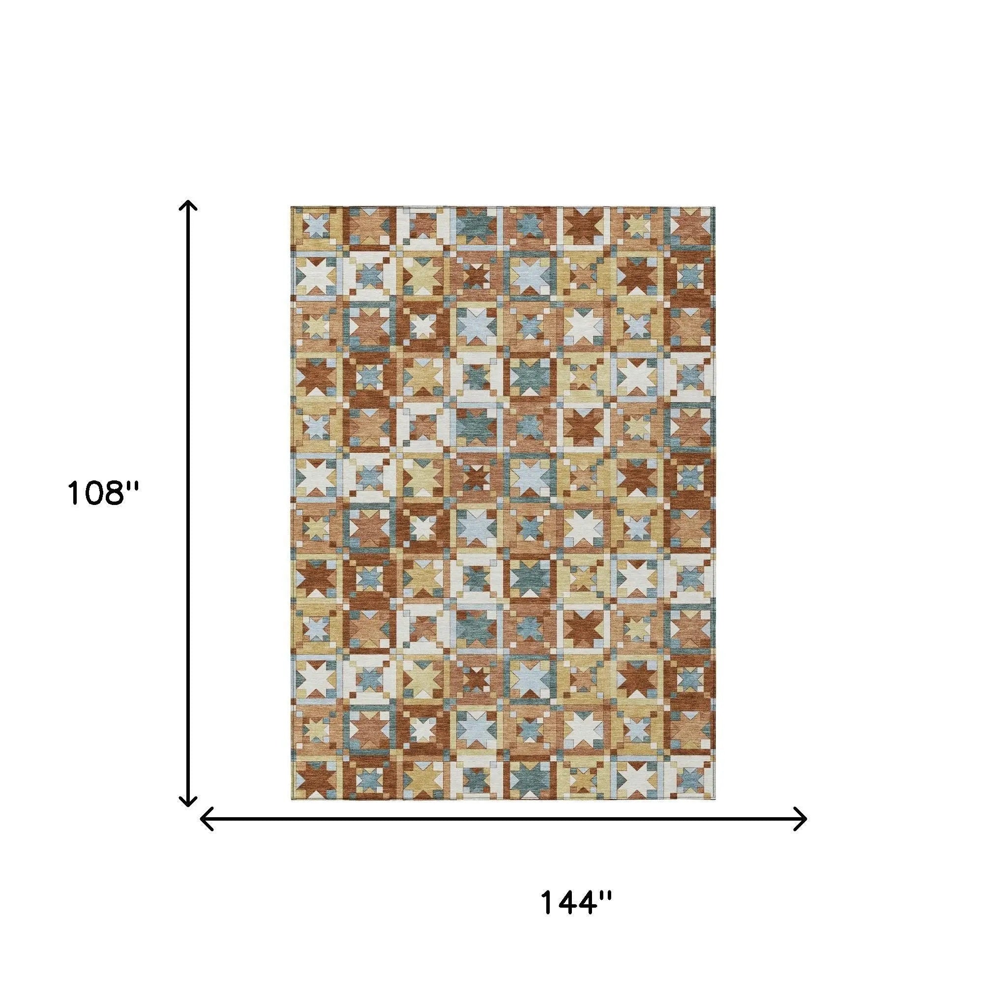 9' X 12' Orange And Copper Patchwork Washable Indoor Outdoor Area Rug Homeroots Outdoor