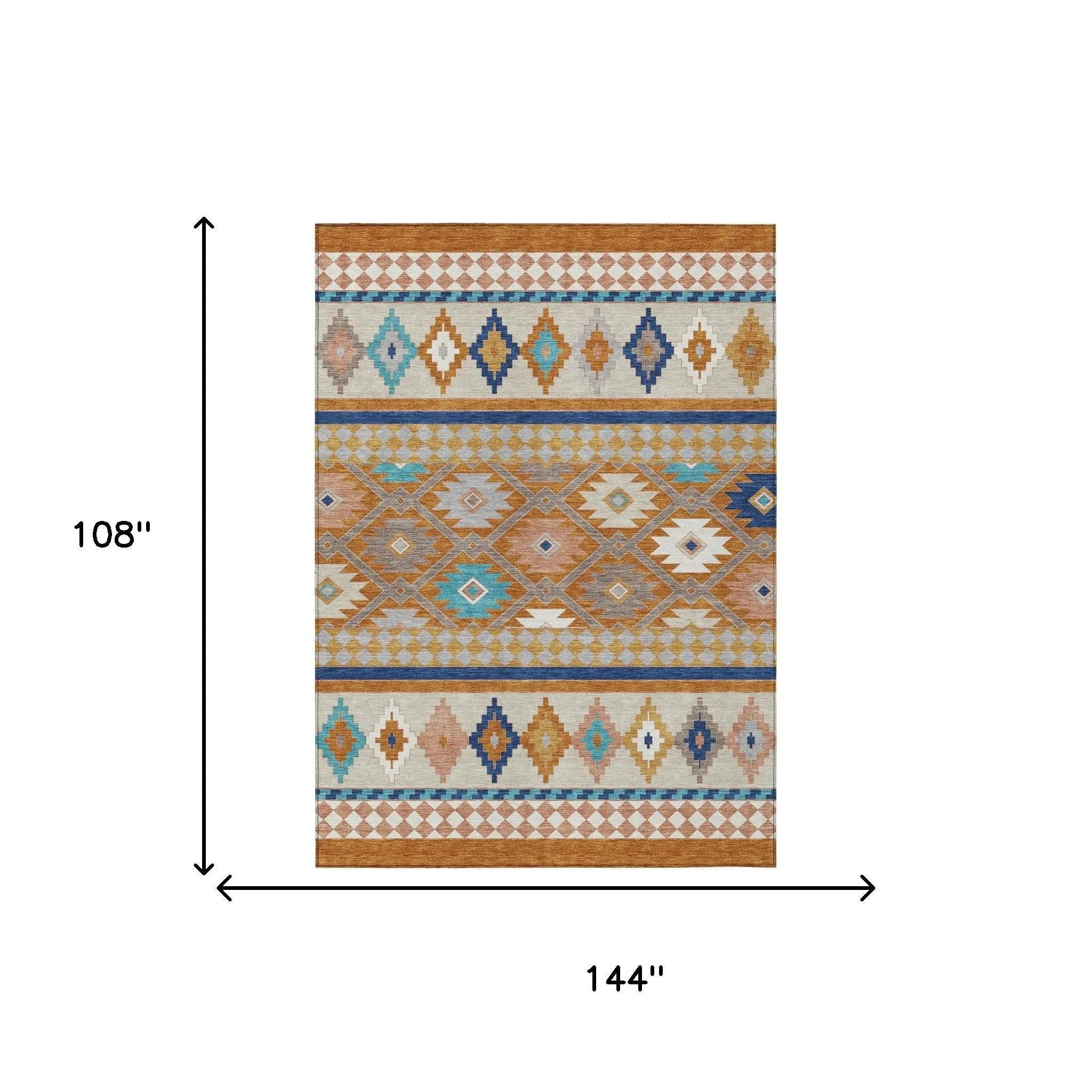 9' X 12' Orange And Copper Southwestern Washable Indoor Outdoor Area Rug Homeroots Outdoor