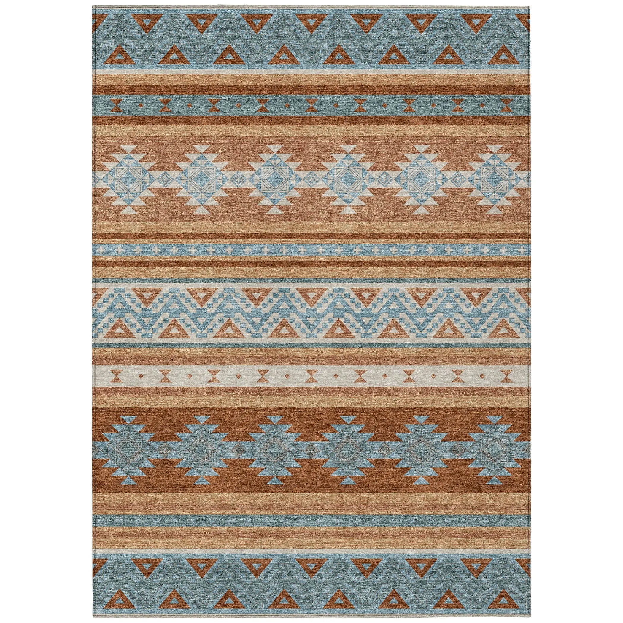 9' X 12' Orange And Copper Southwestern Washable Indoor Outdoor Area Rug Homeroots Outdoor