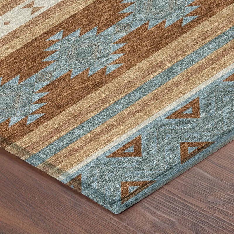 9' X 12' Orange And Copper Southwestern Washable Indoor Outdoor Area Rug Homeroots Outdoor