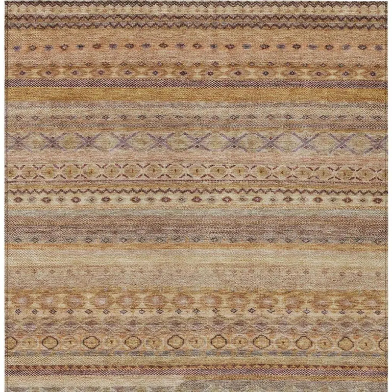 9' X 12' Orange And Copper Striped Washable Indoor Outdoor Area Rug Homeroots Outdoor