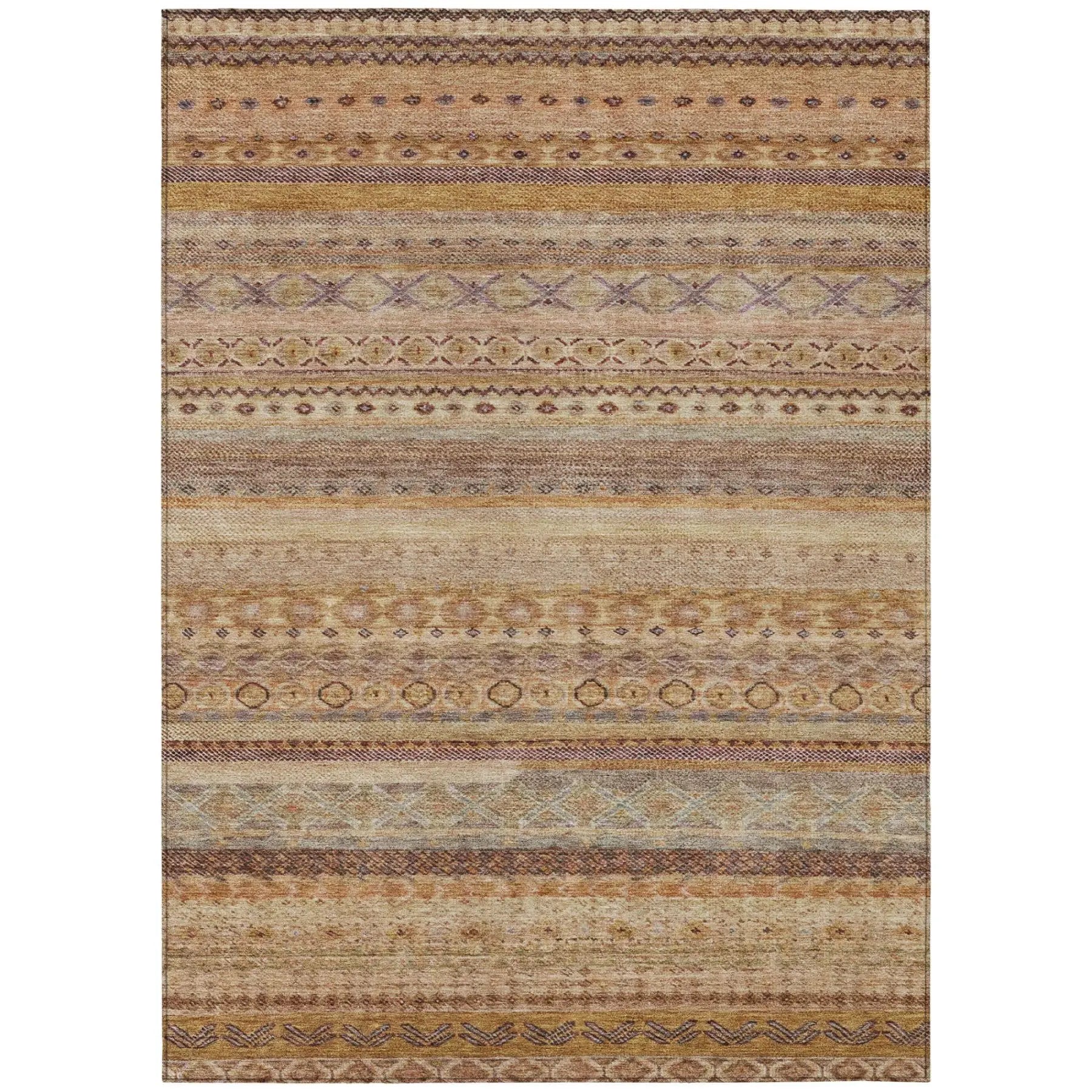 9' X 12' Orange And Copper Striped Washable Indoor Outdoor Area Rug Homeroots Outdoor