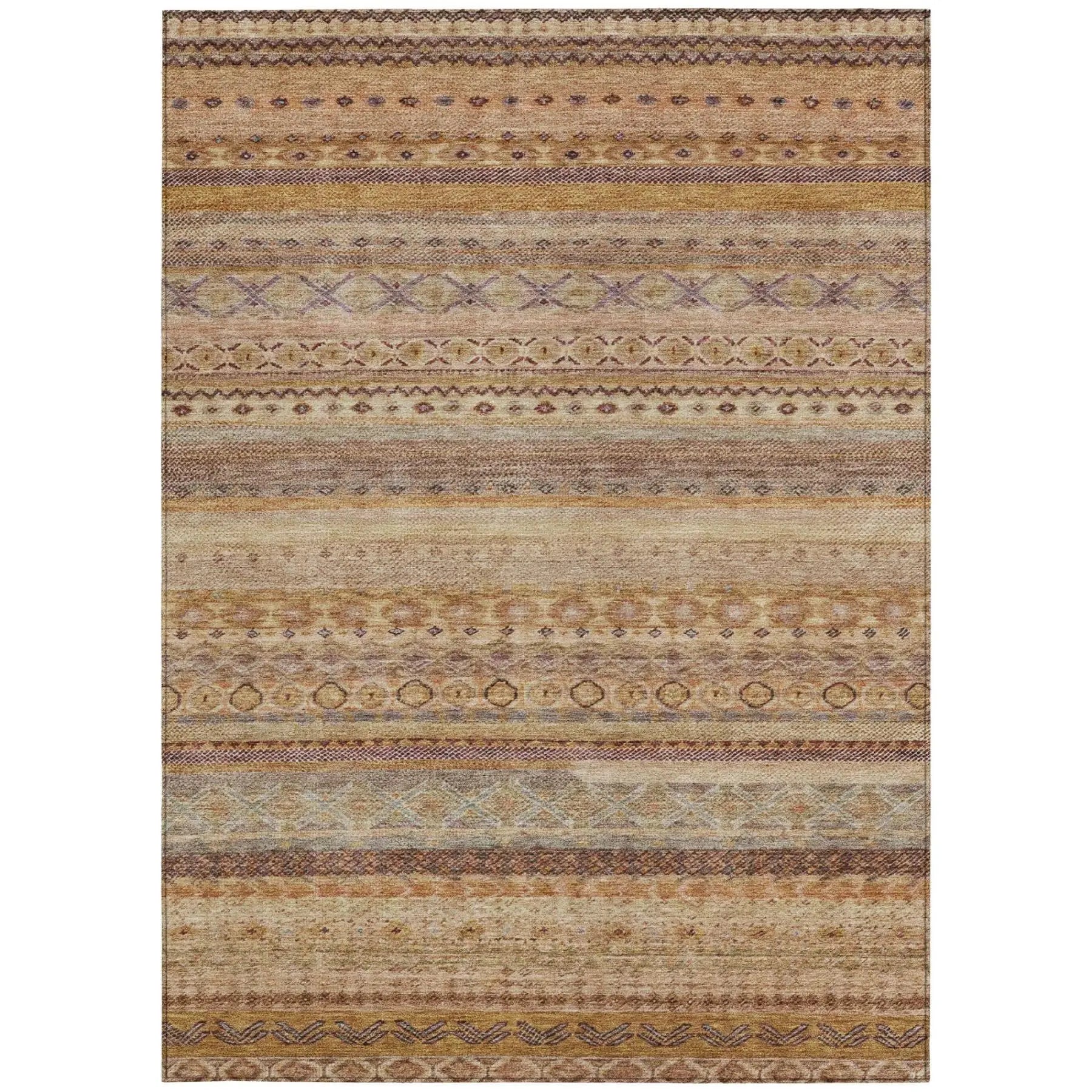 9' X 12' Orange And Copper Striped Washable Indoor Outdoor Area Rug Homeroots Outdoor