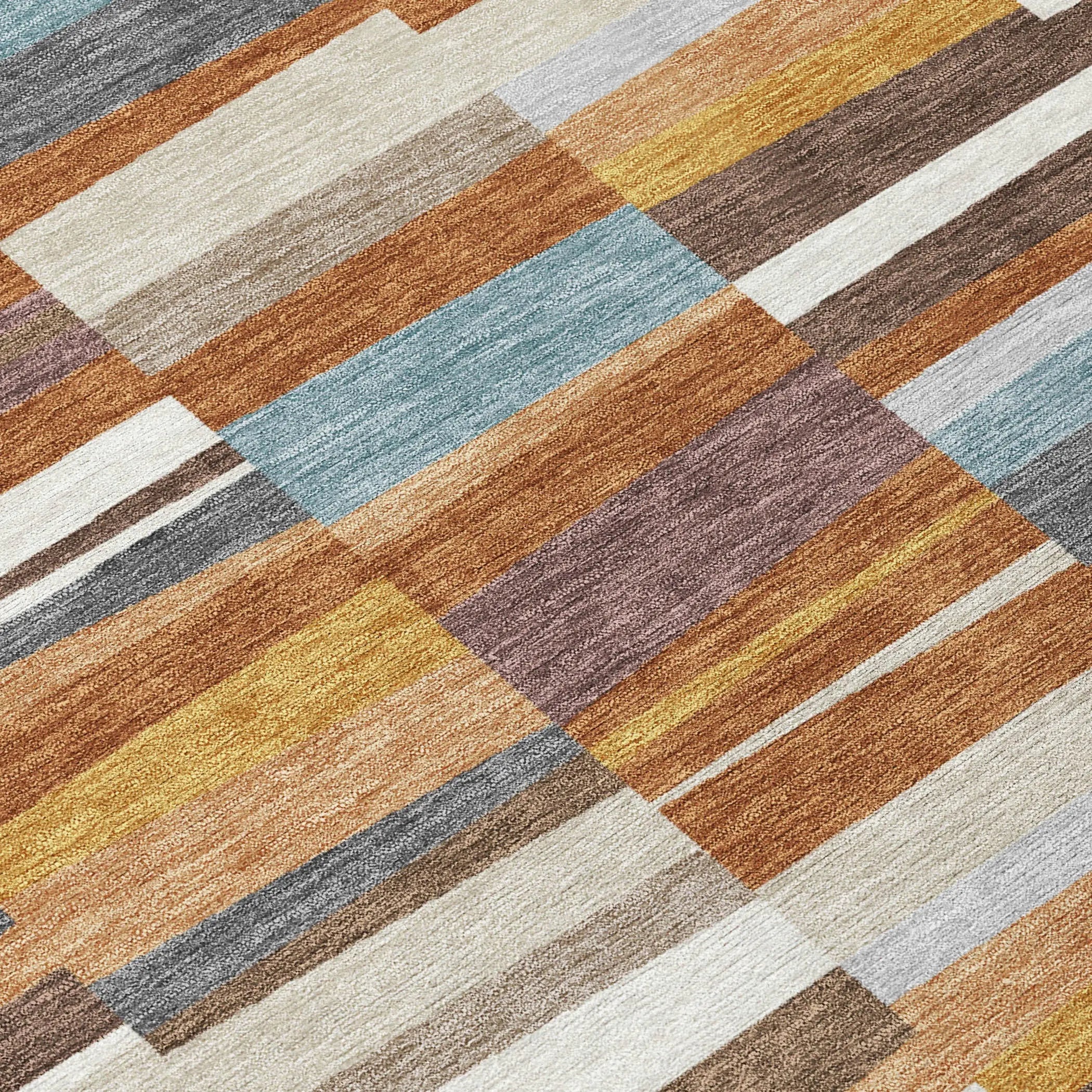 9' X 12' Orange And Copper Striped Washable Indoor Outdoor Area Rug Homeroots Outdoor