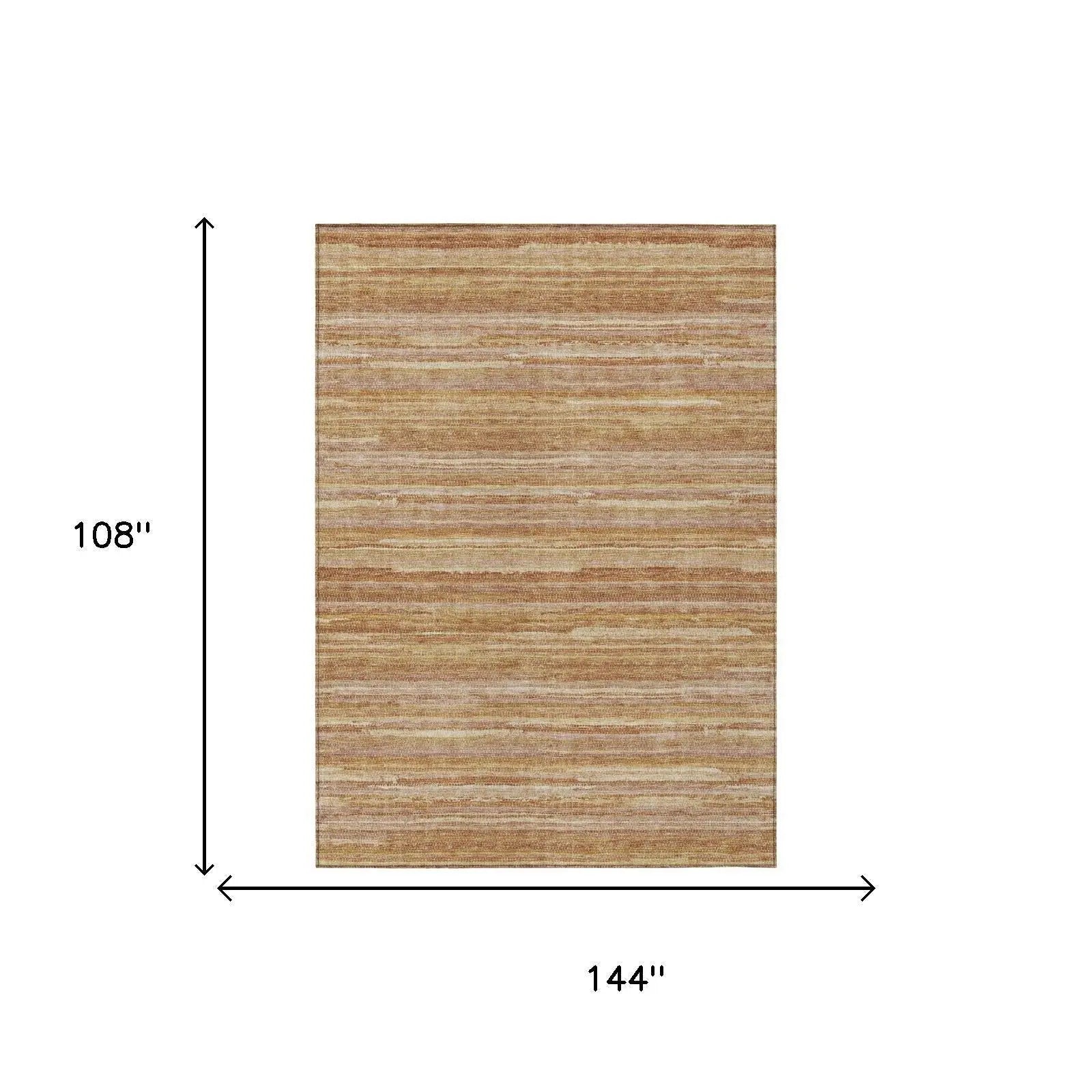 9' X 12' Orange And Copper Striped Washable Indoor Outdoor Area Rug Homeroots Outdoor