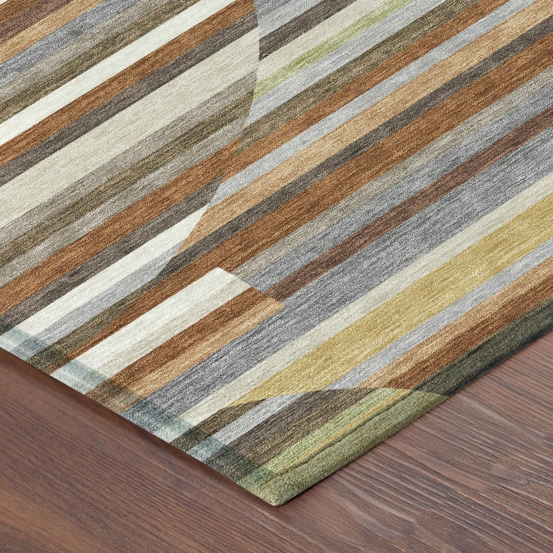 9' X 12' Orange And Copper Striped Washable Indoor Outdoor Area Rug Homeroots Outdoor