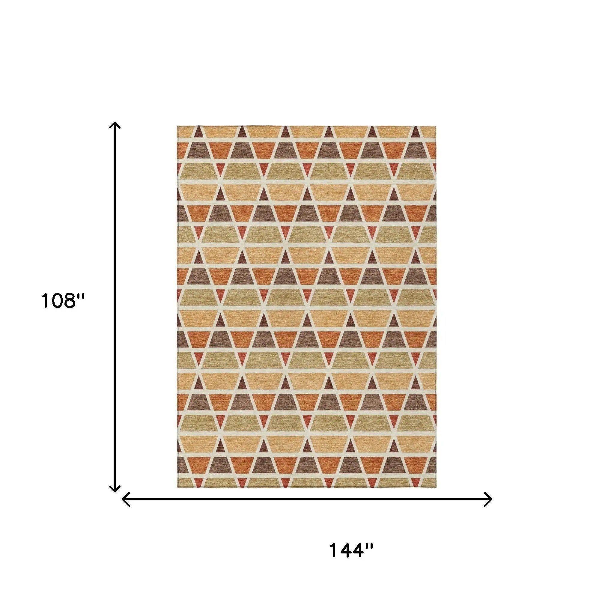9' X 12' Orange And Cream Geometric Washable Indoor Outdoor Area Rug Homeroots Outdoor