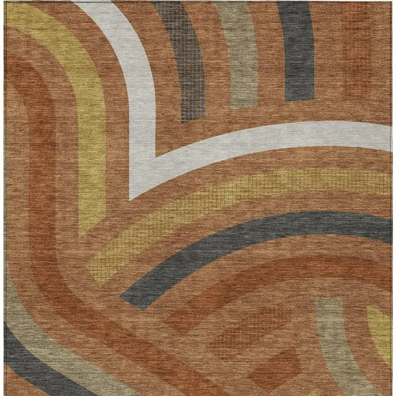 9' X 12' Orange And Gold Abstract Washable Indoor Outdoor Area Rug Homeroots Outdoor